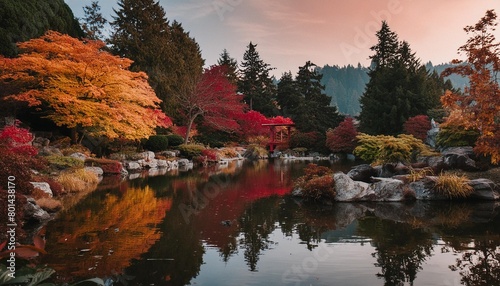 fall colors at vandusen botanical garden vancouver bc canada photo