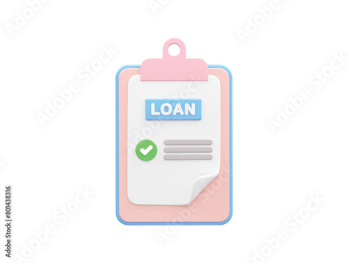 Loan icon 3d rendering bank loan illustration element