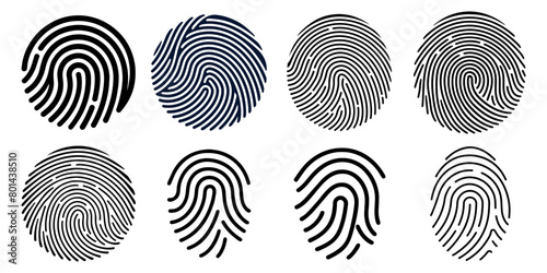 Set fingerprint scanning icon sign. Fingerprint scanning icon sign