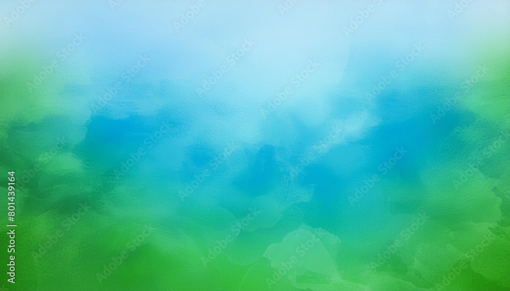 abstract blue green background with texture gradient cloudy light green to blue colors with soft sponged watercolor painted white misty fog
