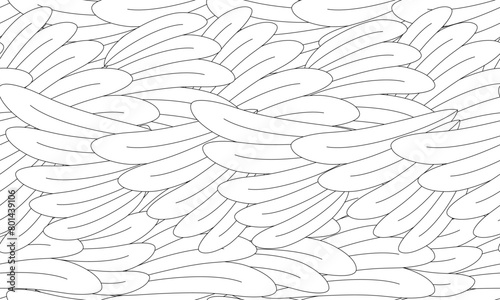 Feather seamless pattern background. Endless black and white texture vector background. Perfect for wallpapers, pattern fills, web page backgrounds, surface textures, textile