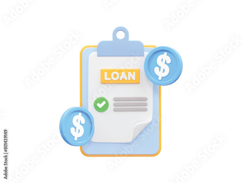 Loan icon 3d rendering bank loan illustration element