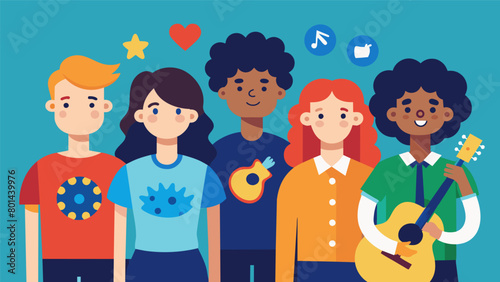 A series about a group of friends with various neurodivergent traits including ADHD OCD and dysgraphia who form a band and use their talents to raise. Vector illustration