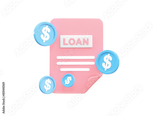 Loan icon 3d rendering bank loan illustration element