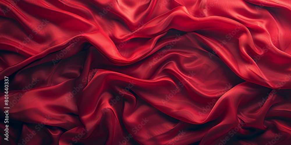 Obraz premium Red Textile with Wrinkles and Folds. Colorful Luxury Surface Background.