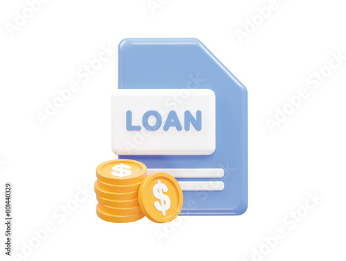 Loan icon 3d rendering bank loan illustration element