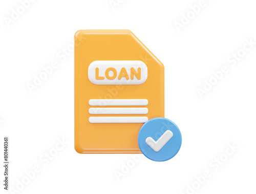 Loan icon 3d rendering bank loan illustration element