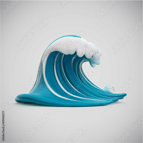 3d render illustration of a massive ocean wave in a vibrant cartoon style