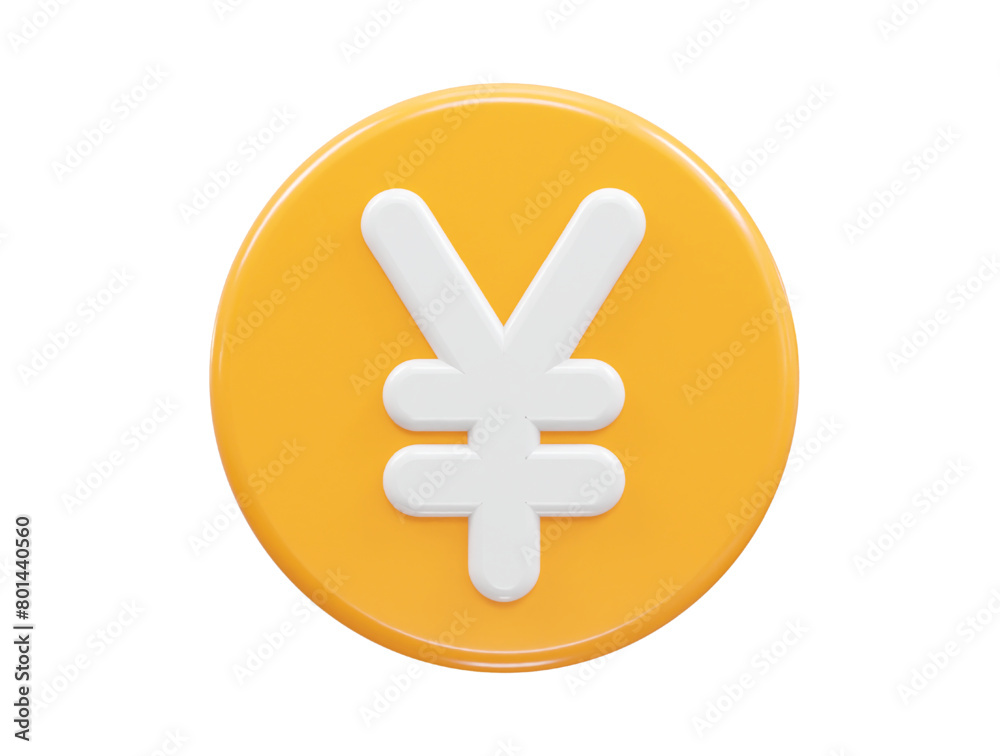 Yen currency icon 3d rendering illustration Yen currency icon 3d rendering illustration
