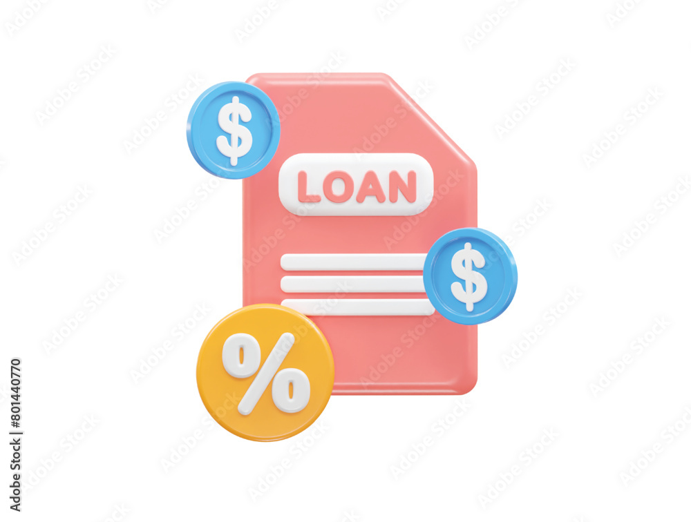Loan icon 3d rendering bank loan illustration element Loan icon 3d rendering bank loan illustration element
