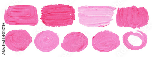 Vector set of hand drawn thick paint daubs. Pink banners for backgrounds © Sonya illustration
