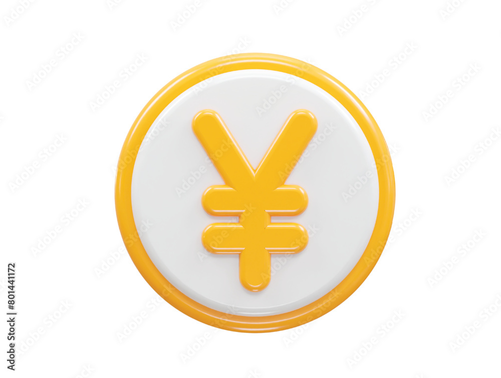 Yen currency icon 3d rendering illustration Yen currency icon 3d rendering illustration