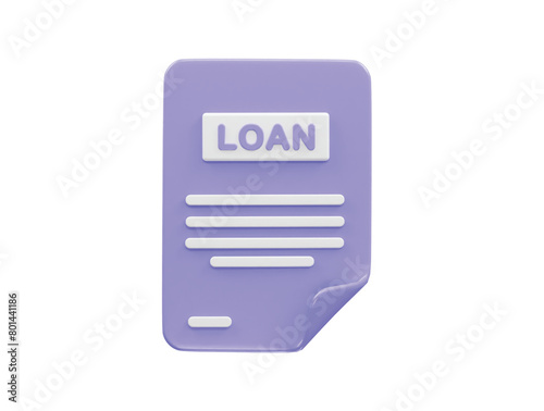 Loan icon 3d rendering bank loan illustration element