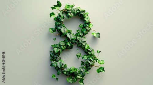 A green ivy plant is used to spell out the number eight
