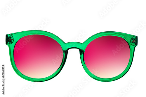 beach summer glasses in a colored plastic frame with gradient glasses, isolated on a white background