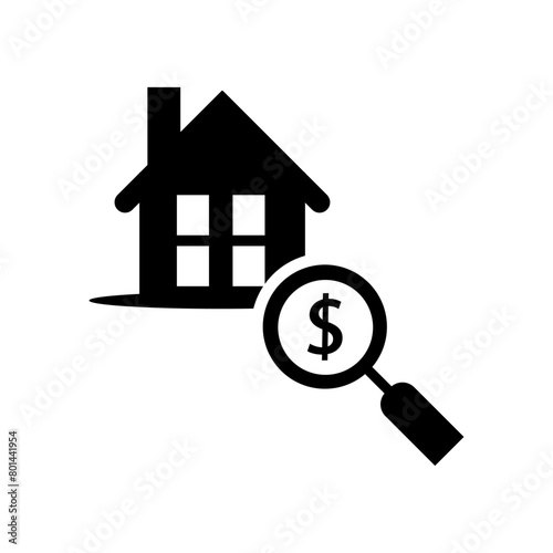 Home appraisal icon. Real estate clipart isolated on white background. Vector illustration.