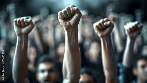 Solidarity: A Group of People with Raised Fists for Social Justice. Concept Social Justice, Solidarity, Activism, Protest Movement