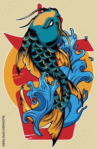 koi fish vector japanese style artwork design
