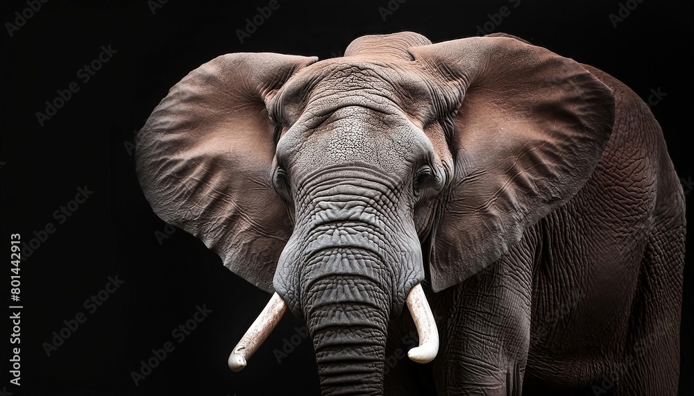 Elephant on black background