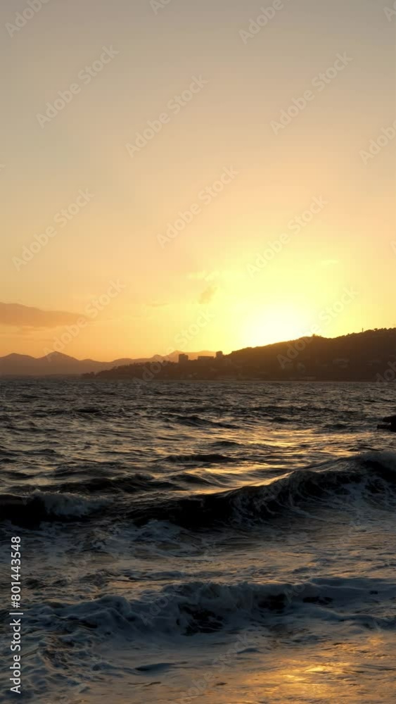 Winter sunset on the seashore, slow motion Winter sunset on the seashore, slow motion