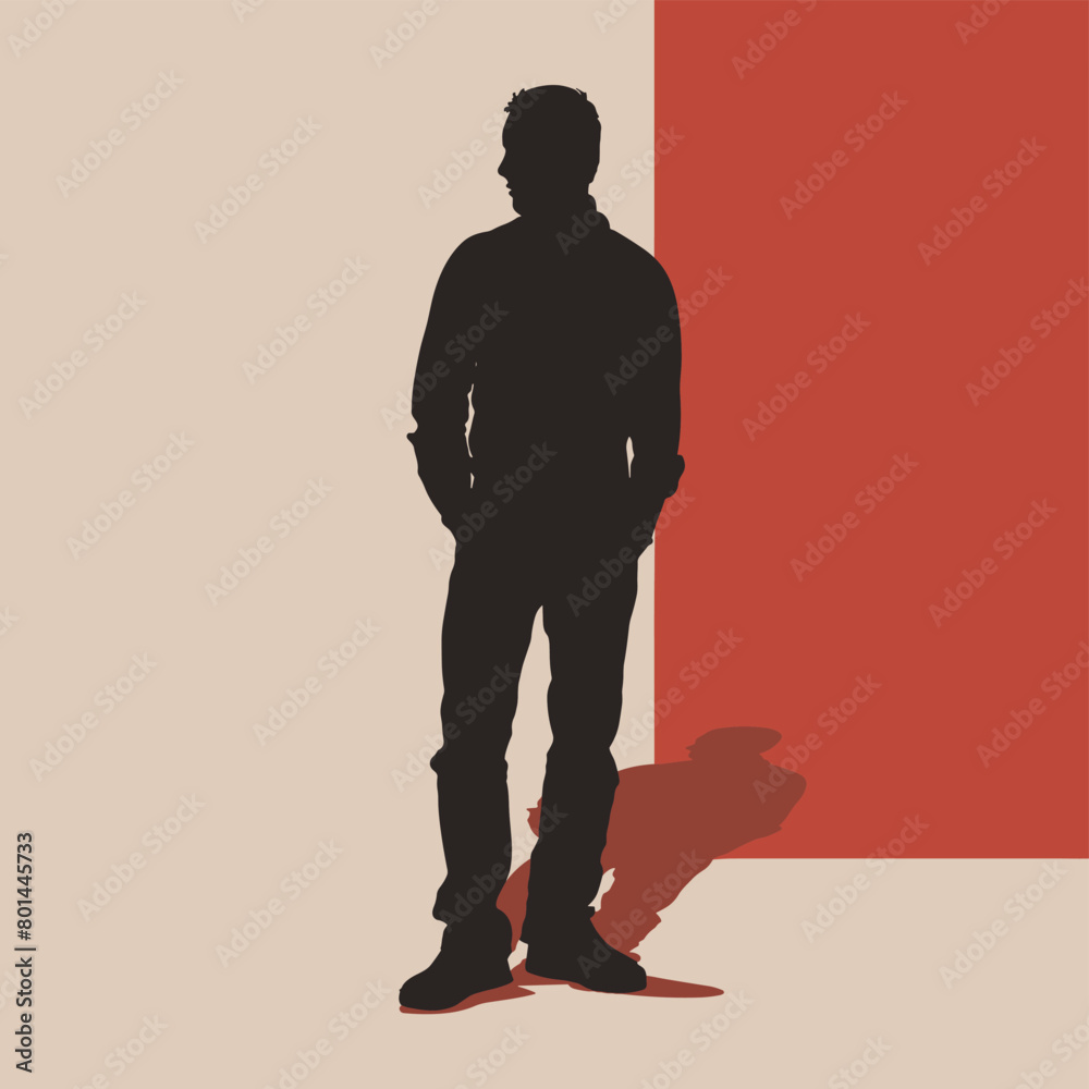 Man standing silhouette black flat vector design