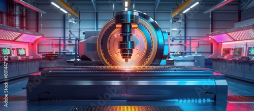 Vibrant D Rendering of a Gear Milling Machine in a Modern Manufacturing Workshop photo