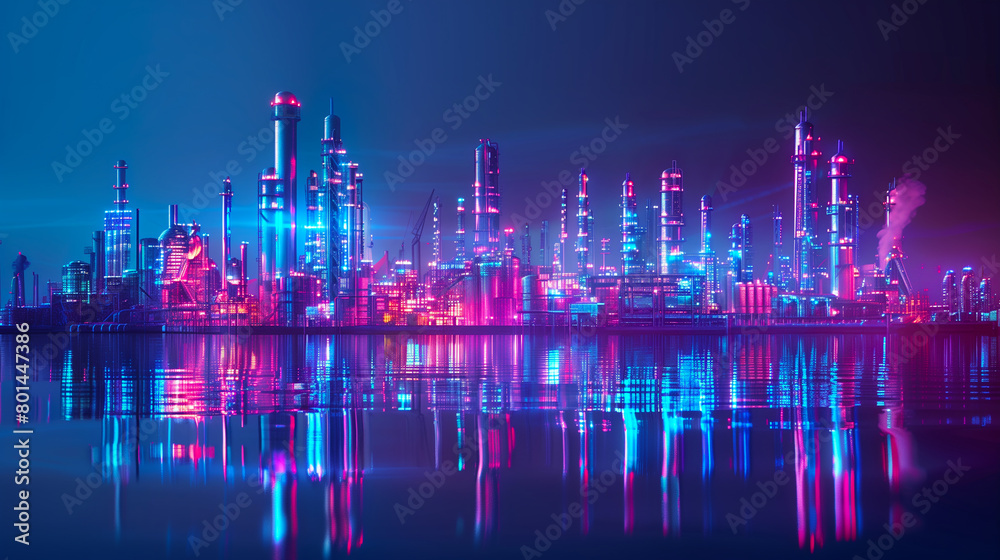 Futuristic Neon Cityscape Reflection. Stunning digital artwork of a futuristic cityscape glowing with neon lights and reflected beautifully in tranquil water beneath a night sky. Futuristic Neon Cityscape Reflection. Stunning digital artwork of a futuristic cityscape glowing with neon lights and reflected beautifully in tranquil water beneath a night sky.