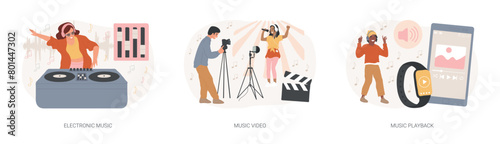 Music industry isolated concept vector illustration set.