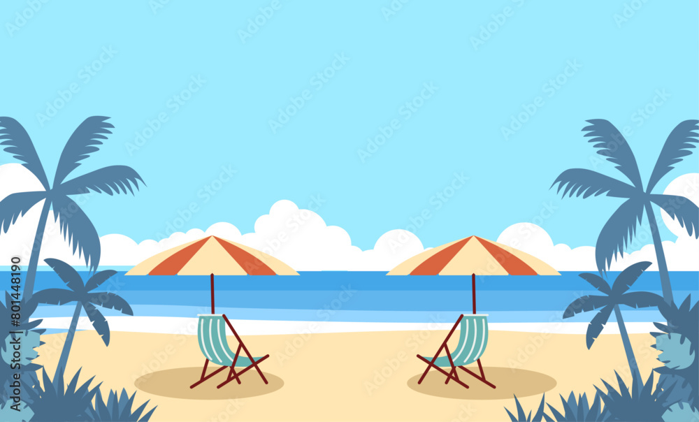 flatdesign illustration of beach background