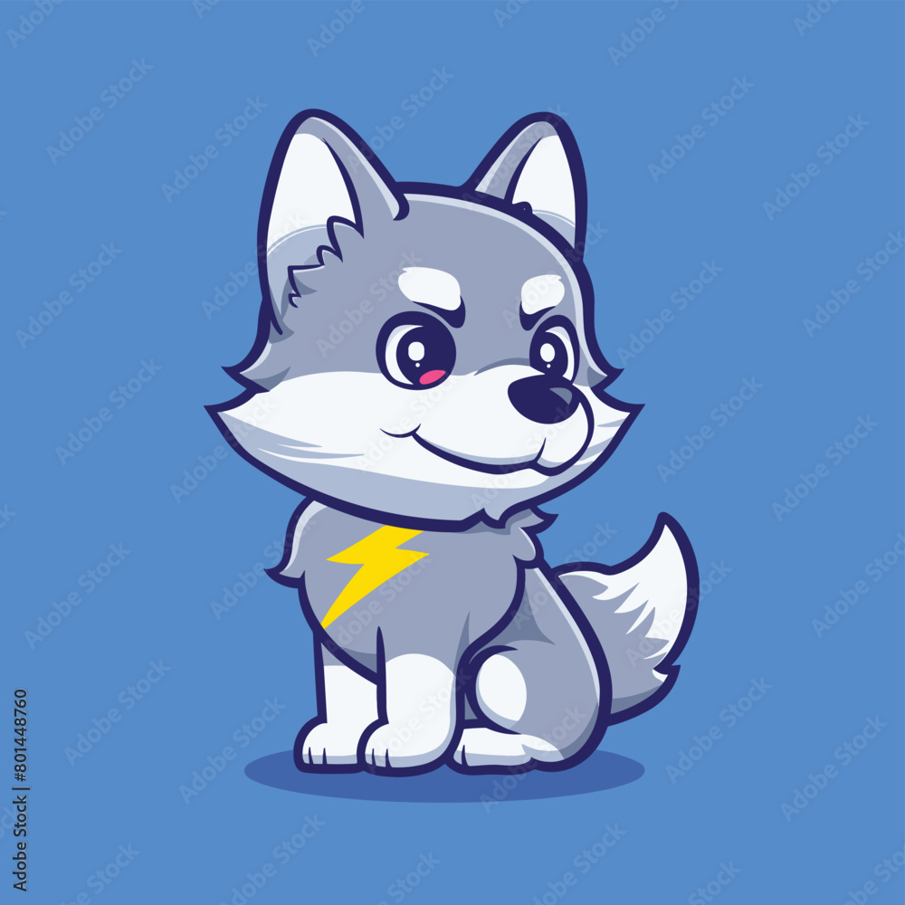 Cute wolf mascot animal character design flat vector illustration