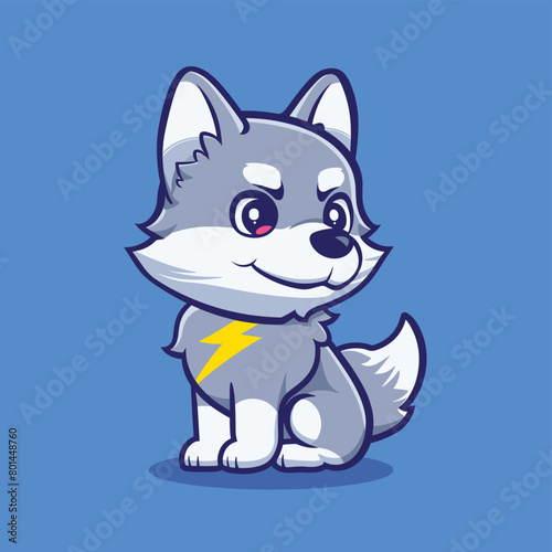 Cute wolf mascot animal character design flat vector illustration
