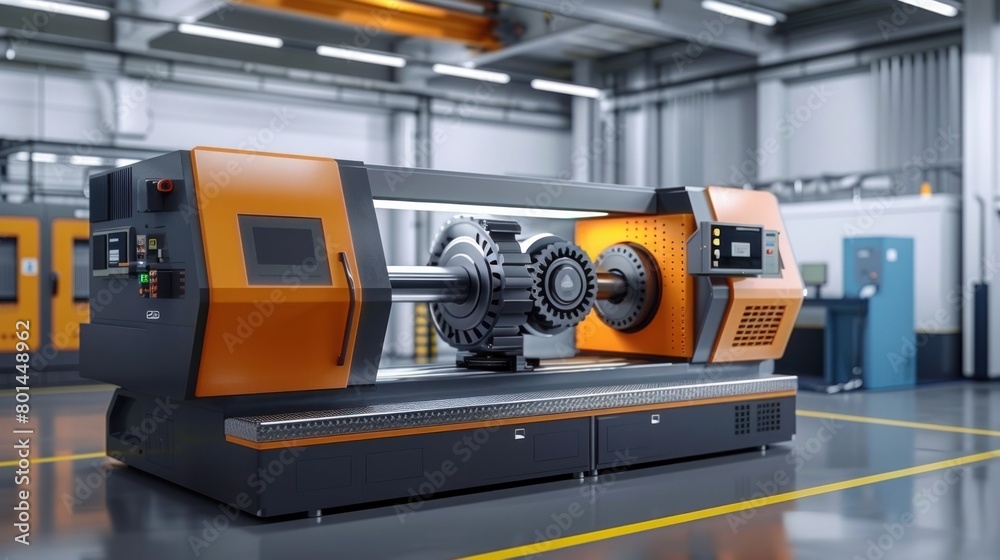 Colorful Lighting on Advanced Gear Inspection Machine in D Rendering