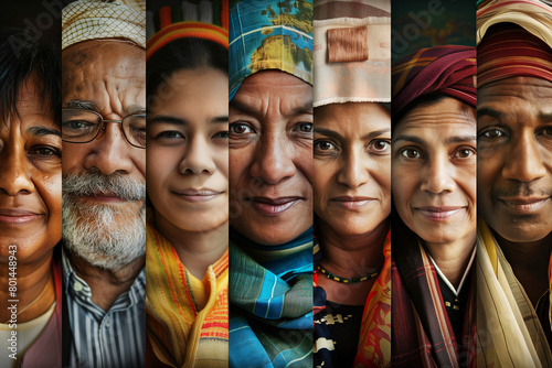 Group of people from different cultures in a collage