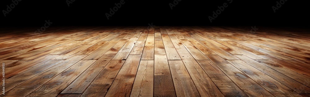 Wooden floor contrasting with black backdrop Wooden floor contrasting with black backdrop