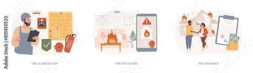 Building emergency protection isolated concept vector illustration set.