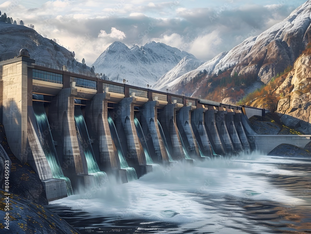 Renewable Energy in Motion: A Captivating 3D Rendered Scene of a Hydroelectric Dam Harnessing the Power of Water Renewable Energy in Motion: A Captivating 3D Rendered Scene of a Hydroelectric Dam Harnessing the Power of Water