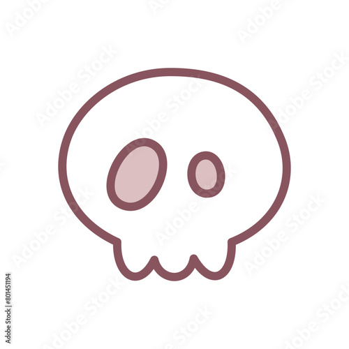 Cute skull icon. Hand drawn illustration of a funny skull isolated on a white background. Kawaii sticker. Vector 10 EPS.
