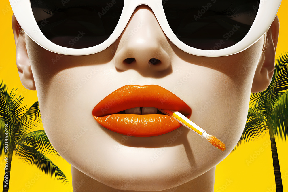 Woman with sunglasses pop art style image. Generative ai image	