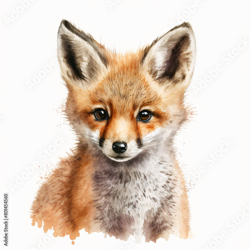 Artistic Baby Fox Portrait with Detailed Fur Texture, Elegant Wildlife Digital Painting realistic cute 