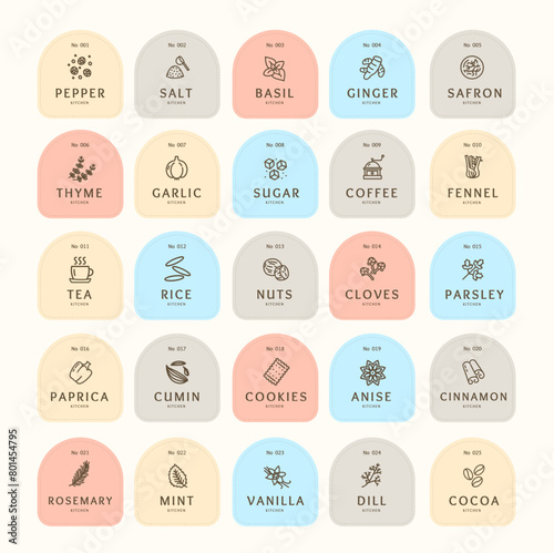 labels for spices food stickers  containers.eps