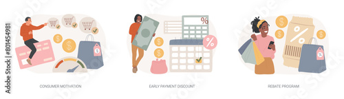 Sale growth strategy isolated concept vector illustration set.