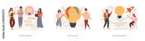 Creative thinking isolated concept vector illustration set.