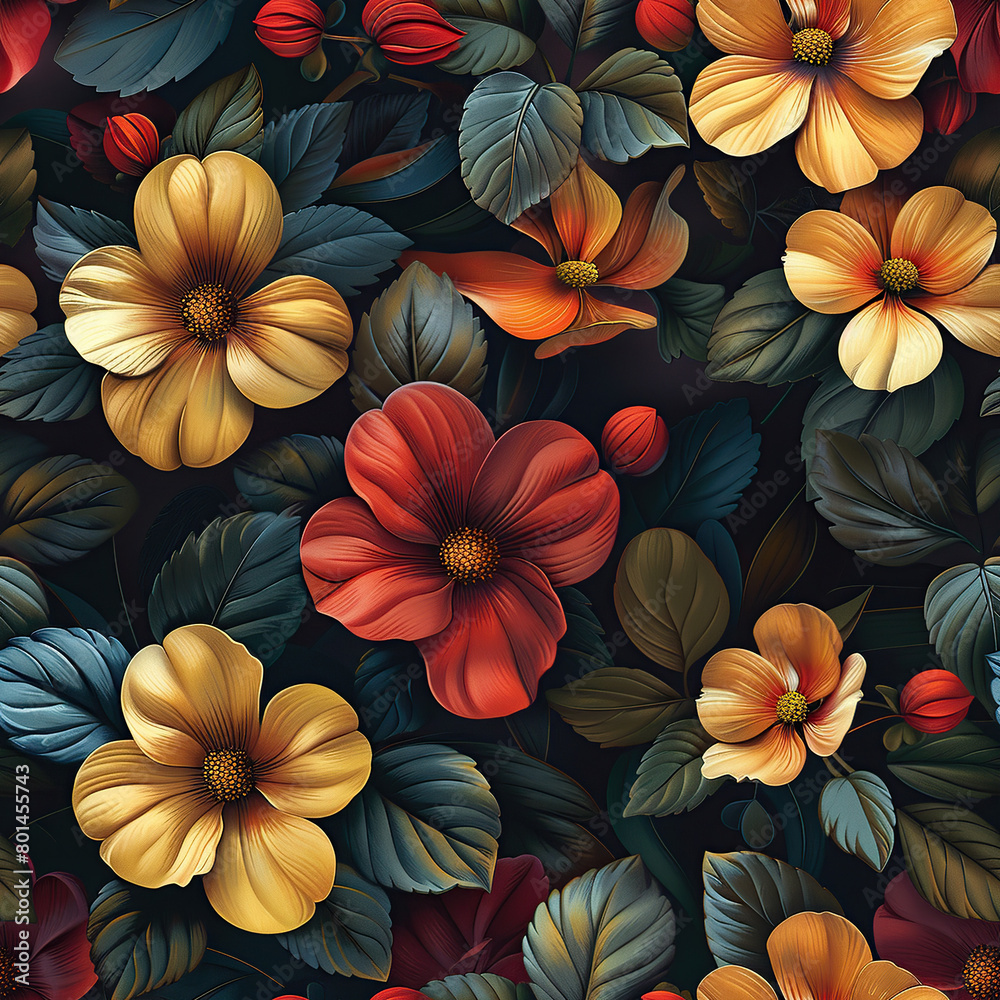 custom made wallpaper toronto digitalFloral Medley watercolor seamless pattern color background