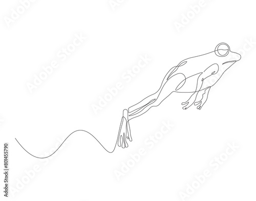 Continuous line drawing of frog. One line of cowboy frog. Amphibian animal concept continuous line art. Editable outline.