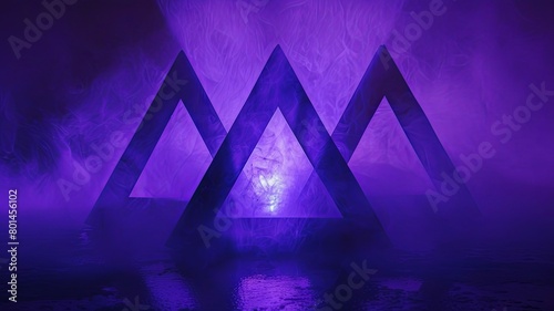 Geometric Norse Valknut Silhouette Against Deep Purple Background