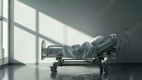 Hospital Bed Silhouette Symbol of Medical Care and Healing photo