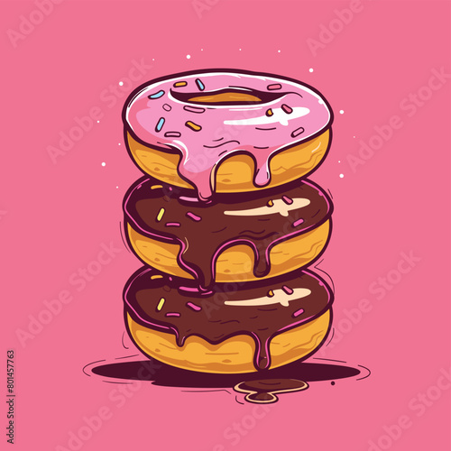 Stacked donuts sweet dessert flat vector illustration