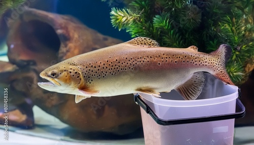 the brown trout salmo trutta fario in the aquarium photo