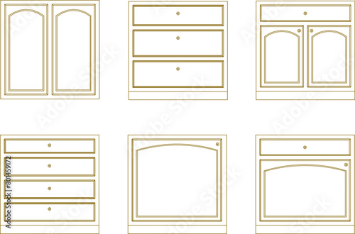 Detailed vector sketch drawing illustration of cupboard furniture design