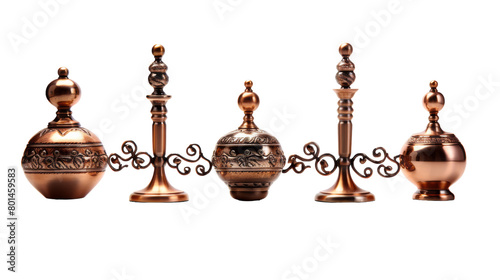 Copper Candle Snuffer Set on Transparent Background. photo